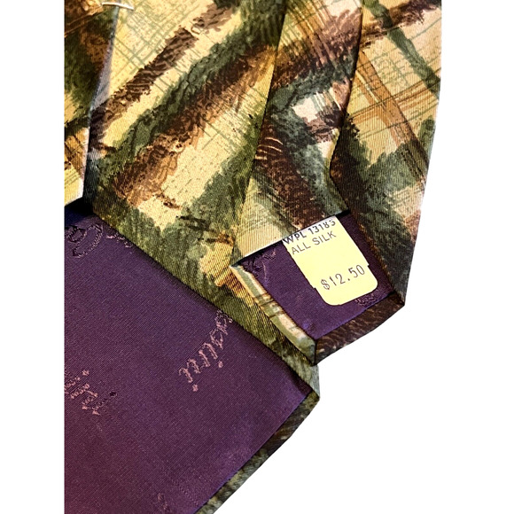 Oleg Cassini Vintage Silk Burma Necktie Stripe with price tag attached 1970's - Picture 4 of 5